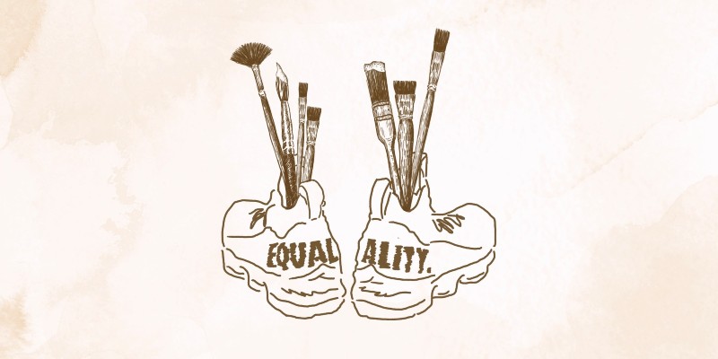 Illustration by MA student Weng Kei Ip of Equality basketball shoes worn by Lebron James
